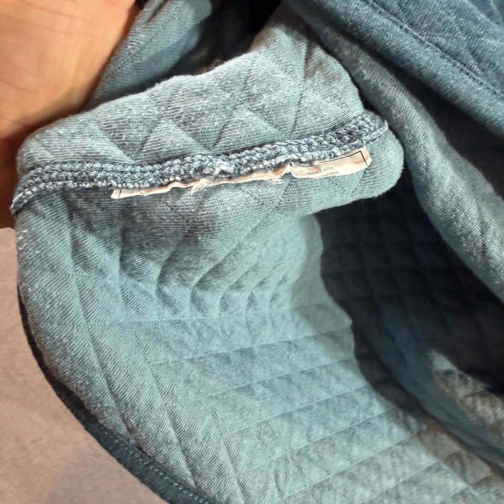 Eddie Bauer Quilted Quarter Zip Pullover Mens L Blue Excellent Diamond Pattern - Picture 7 of 10